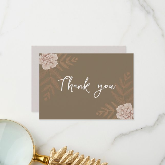 Rustic Elegance Floral Wedding Thank you Cards (Front/Back In Situ)