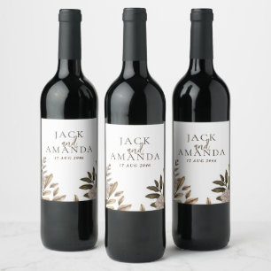 Rustic Elegance Floral Wedding Wine Bottle Labels