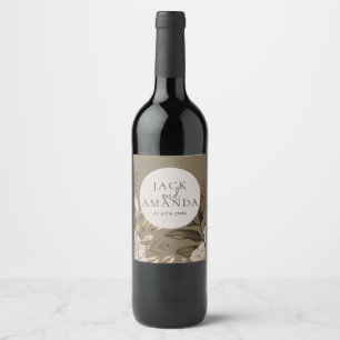 Rustic Elegance Floral Wedding Wine Bottle Labels
