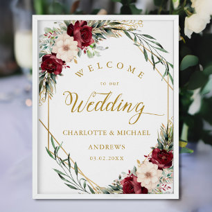 Rustic Elegance  Flowers, Gold-Geometric, Wedding  Poster