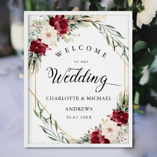 Rustic Elegance  Flowers, Gold-Geometric, Wedding  Poster