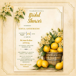 Rustic Elegance Lemon Grove Bridal Shower    Invitation