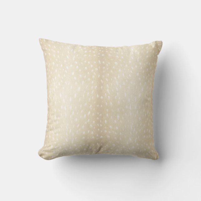 Rustic Elegance Light Taupe Deer Fawn Fur Print Cushion (Front)