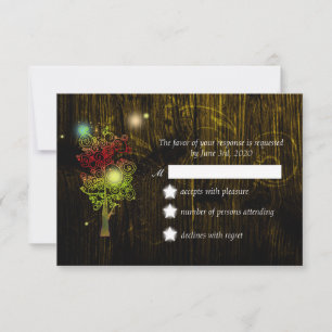 Rustic Elegance Mocha Brown Country Wedding RSVP Card