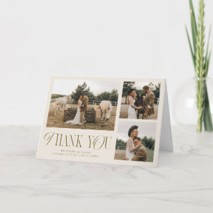 Rustic Elegance Multi Photo Wedding Cream Thank You Card