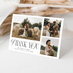 Rustic Elegance Multi Photo Wedding White Thank You Card