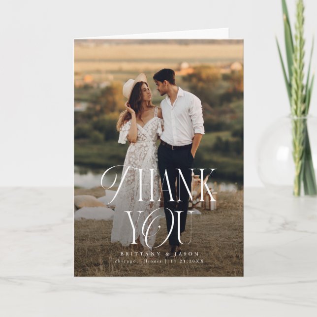Rustic Elegance Photo Wedding  Thank You Card (Front)