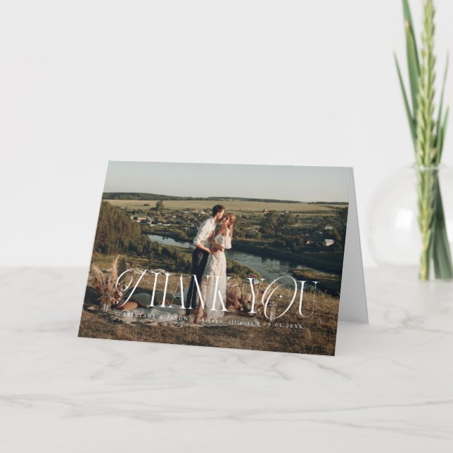Rustic Elegance Photo Wedding Thank You Card (Front)