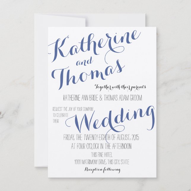 Rustic Elegance Typography Design Wedding Invitation (Front)
