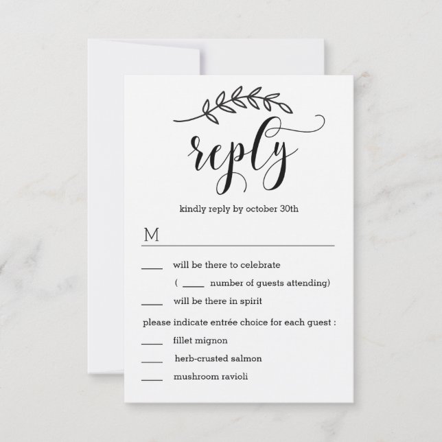 Rustic Elegance Wedding RSVP with Menu Kraft Invitation (Front)