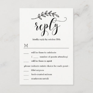 Rustic Elegance Wedding RSVP with Menu Options Invitation