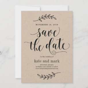 Rustic Elegance Wedding Save The Date Card Kraft