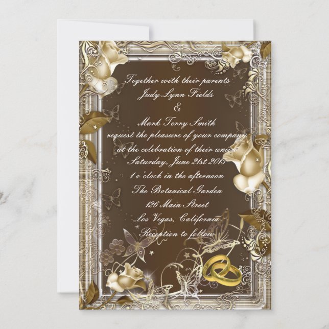 Rustic Elegance White Rose Invitation (Front)