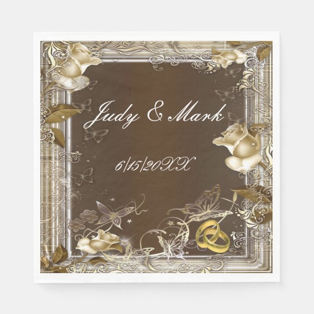 Rustic Elegance White Rose Paper Napkins (Front)