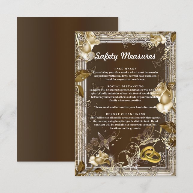Rustic Elegance White Rose Safety Measures Enclosure Card (Front/Back)