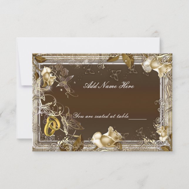 Rustic Elegance White Rose Table Place Card (Front)