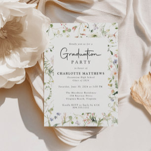 Rustic Elegance Wildflower Frame Graduation Party  Invitation