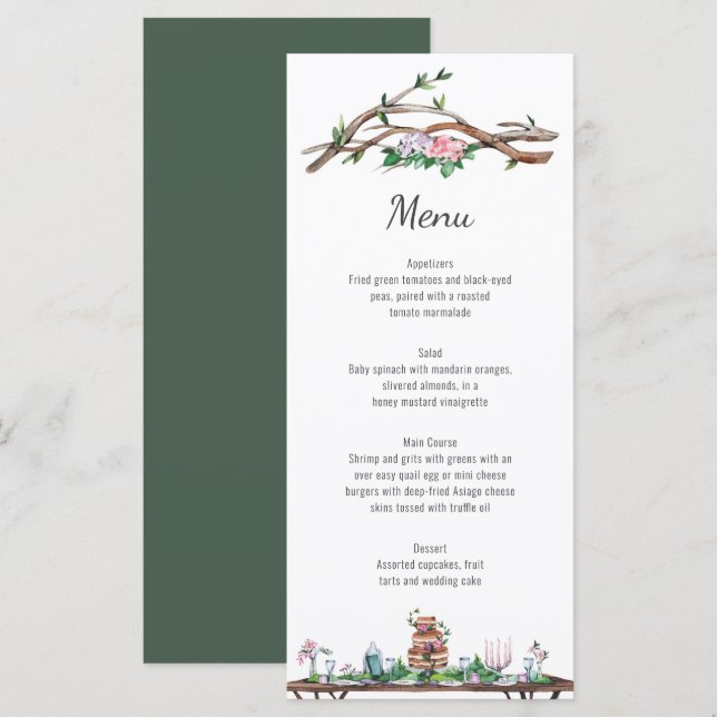 Rustic Elegance Woodland Wedding Menu (Front/Back)