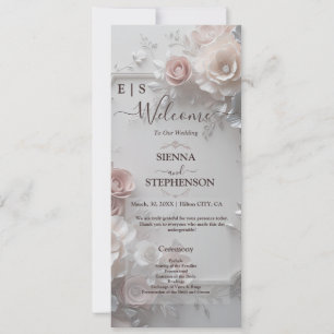 Rustic Elegant 3D Floral Photo  Wedding Program
