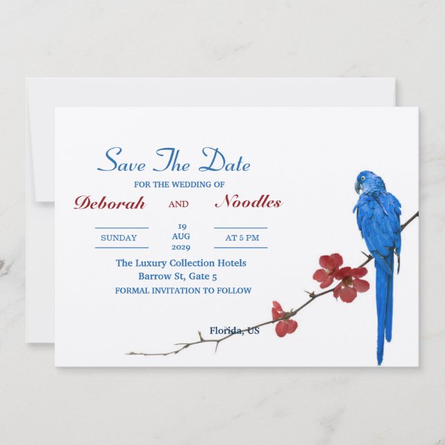 rustic Elegant and unique bird save the date Invitation (Front)