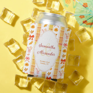 Rustic Elegant Autumn Monogram Wedding Favour Can Cooler