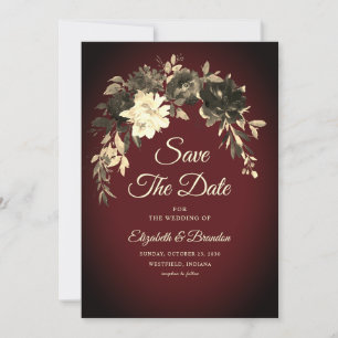 Rustic Elegant Autumn Red Dried Flowers Wedding Save The Date