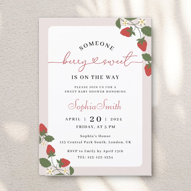 Rustic Elegant Berry Sweet Baby Shower Invitation (Creator Uploaded)