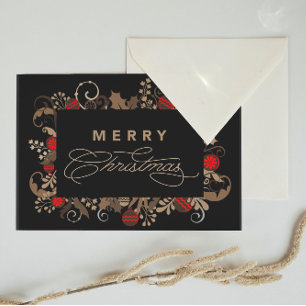 Rustic & Elegant Black Merry Christmas Calligraphy Postcard