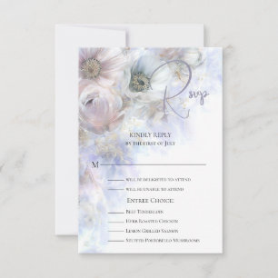 Rustic Elegant Bohemian Floral Gold Pampas RSVP Card