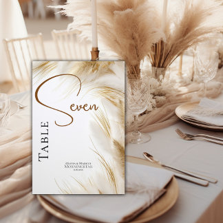 Rustic Elegant Bohemian Floral Gold Pampas  Table Number