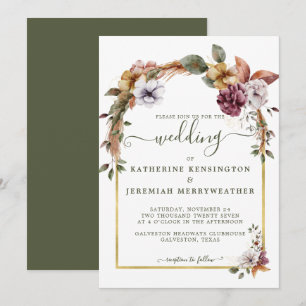 Rustic Elegant Boho Floral Arch Wedding Invitation