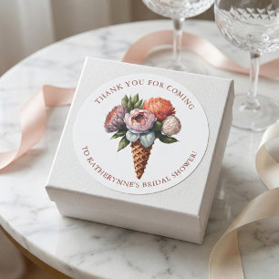 Rustic Elegant Boho Ice Cream Bridal Shower Thanks Classic Round Sticker