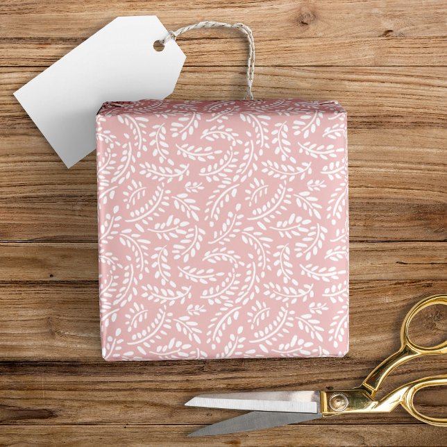 Rustic Elegant Botanical Leaves Blush Pink Wrapping Paper (Creator Uploaded)