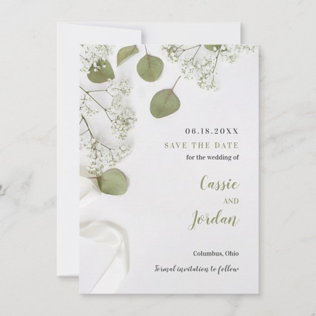 Rustic Elegant Botanical Save the Date (Front)