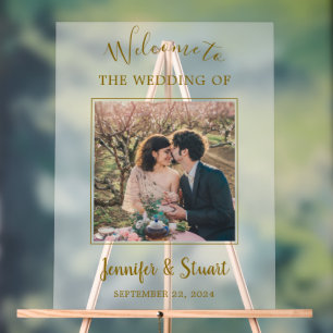 Rustic elegant bride and groom photo wedding acrylic sign