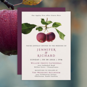 Rustic Elegant Burgundy Apple Ever After Wedding Invitation