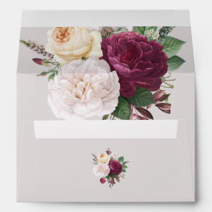 Rustic elegant Burgundy floral Envelope