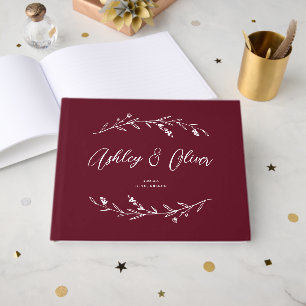Rustic Elegant Burgundy Wildflowers Wedding Guest Book