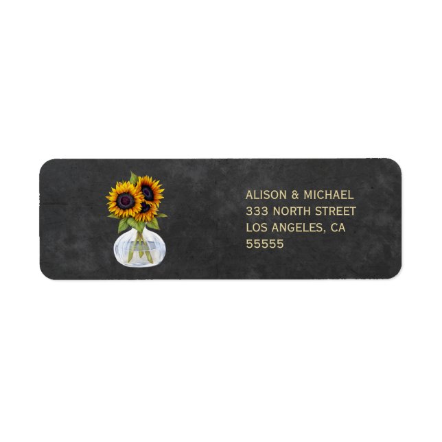 Rustic elegant chalkboard sunflowers address (Front)