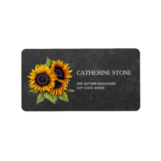 Rustic elegant chalkboard sunflowers address address label