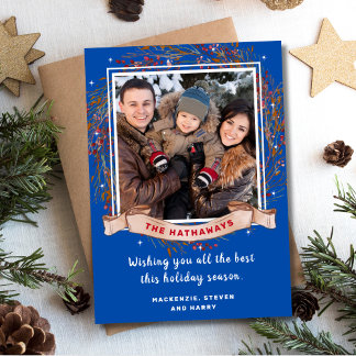 Rustic Elegant Christmas Family Photo Holiday Card