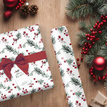 Rustic Elegant Christmas Watercolor Botanical Wrapping Paper<br><div class="desc">Rustic Elegant Christmas Watercolor Botanical Gift Wrap featuring a pattern of sprigs of gentle modern greenery of pine and berries. Please contact us at cedarandstring@gmail.com if you need assistance with the design or matching products.</div>