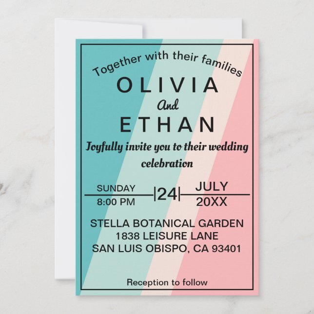Rustic elegant colourful stylish Wedding Invitatio Invitation (Front)
