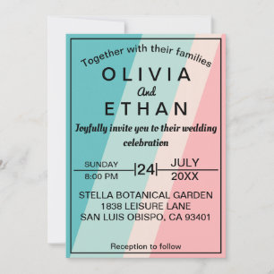 Rustic elegant colourful stylish Wedding Invitatio Invitation