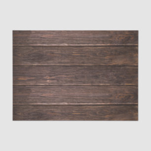 Rustic Elegant Cottage Texture Dark Wood Grain Tissue Paper
