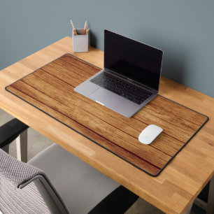 Rustic & Elegant Cottage Wood Grain Brown Tan Desk Mat