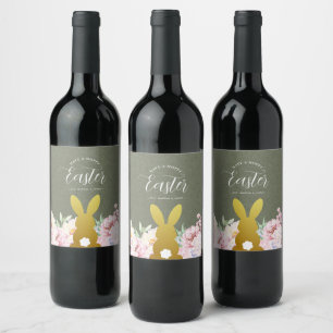 Rustic Elegant Easter Personalised Wine Label