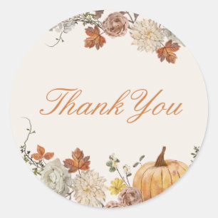 Rustic Elegant Fall Baby Shower Favour Classic Round Sticker
