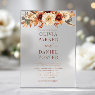 Rustic Elegant Fall Floral Wedding Acrylic Invitations