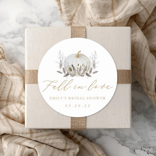 Rustic Elegant Fall in Love Bridal Shower Favour Classic Round Sticker